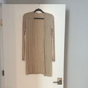 Light Brown ribbed Open-Front Women's Cardigan Sweater